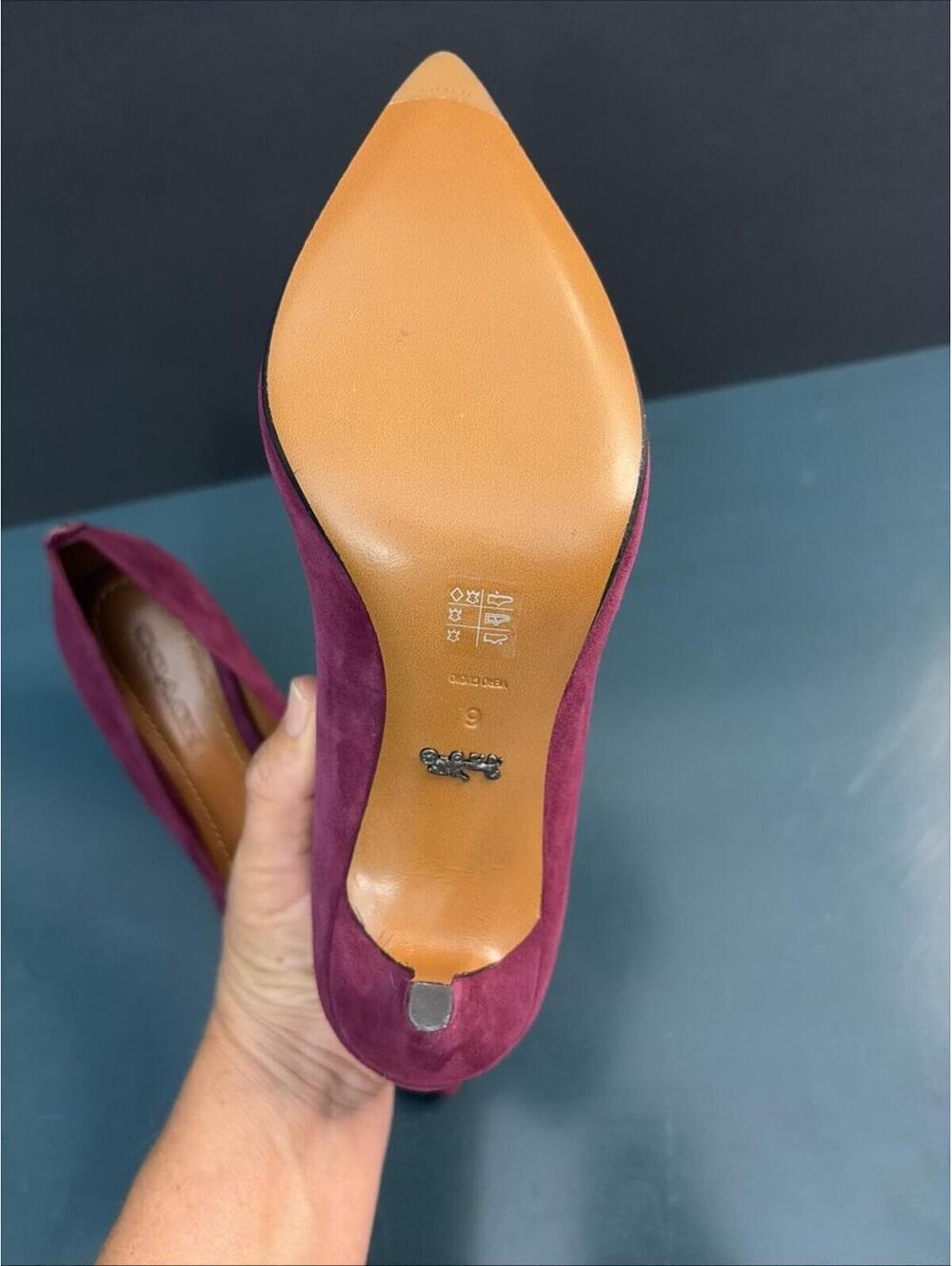 Women’s Coach Waverly Suede Plum Purple Pump New Size 6 - Picture 8 of 9